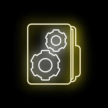 Folder with neon gears representing system settings and management イラスト素材