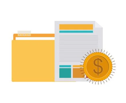 Folder with office objects on white background Stock Illustration