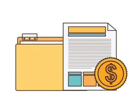 Folder with office objects on white background Stock Illustration