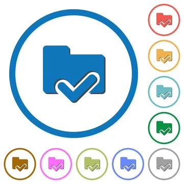 Folder ok icons with shadows and outlines 스톡 일러스트