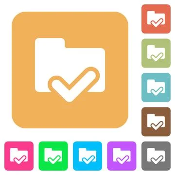 Folder ok rounded square flat icons Stock Illustration