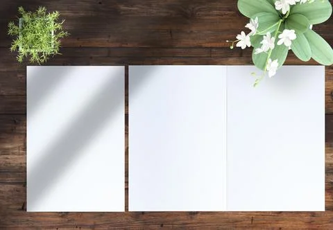 Folder open and closed on a table Stock Illustration