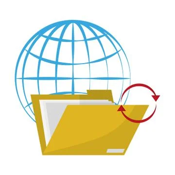 Folder open with global sphere symbol イラスト素材