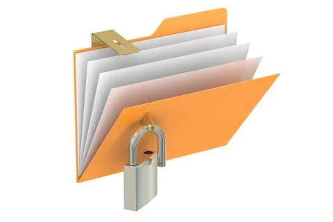 Folder with opened padlock, 3D rendering Stockillustratie