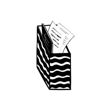 Folder organizer with paper, cut doodle vektor 스톡 일러스트