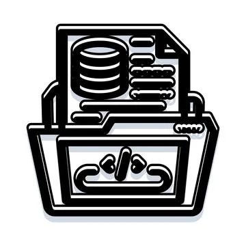 Folder organizing database data and programming code Illustrazione stock