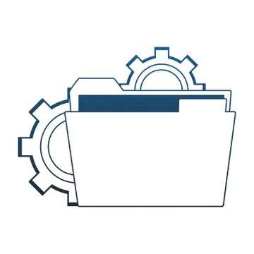 Folder over gears symbol blue lines イラスト素材