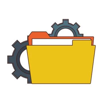 Folder over gears symbol 库存插图