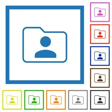 Folder owner flat framed icons 스톡 일러스트
