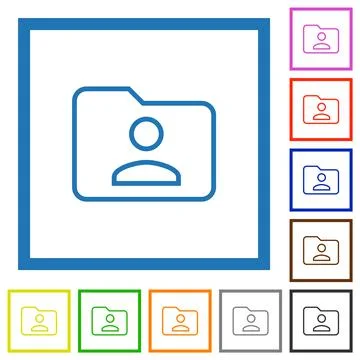 Folder owner outline flat framed icons Illustrazione stock