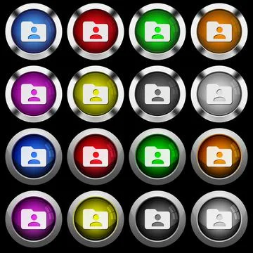 Folder owner white icons in round glossy buttons on black background Stock Illustration