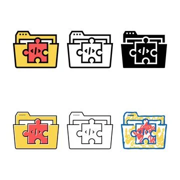 Folder pack with program code files color icon vector Stock Illustration
