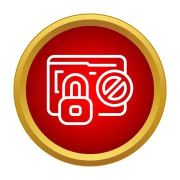 Folder with padlock and stop sign icon Illustrazione stock