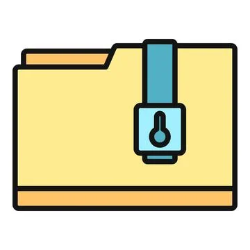 Folder with padlock icon indicating data security Stock Illustration