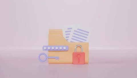 Folder with padlock key and password Modern private folder safe confidential Stock Illustration