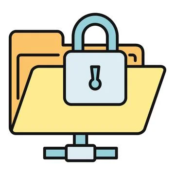 Folder with padlock protecting network data security Illustrazione stock