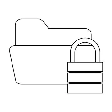Folder with padlock security system in black and white Illustrazione stock