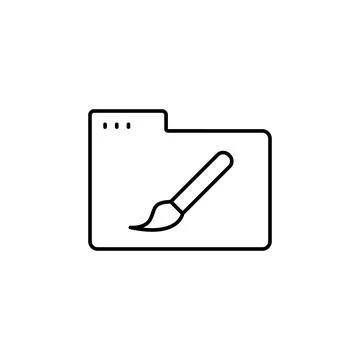 Folder paint brush icon. Simple line, outline vector of icons for ui and ux Stock Illustration