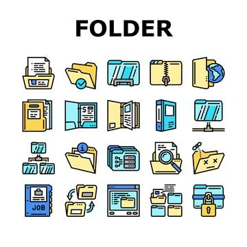 Folder paper business file empty icons set vector イラスト素材
