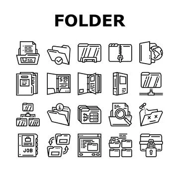 Folder paper business file empty icons set vector イラスト素材