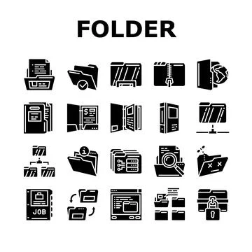 Folder paper business file empty icons set vector イラスト素材