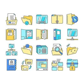 Folder paper business file empty icons set vector イラスト素材