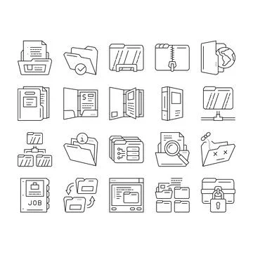 Folder paper business file empty icons set vector イラスト素材