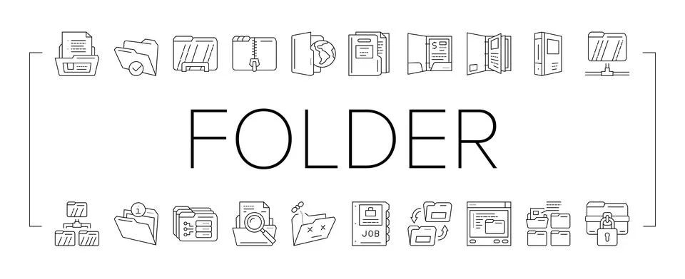 Folder paper business file empty icons set vector イラスト素材