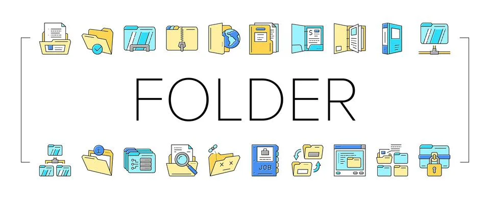 Folder paper business file empty icons set vector イラスト素材