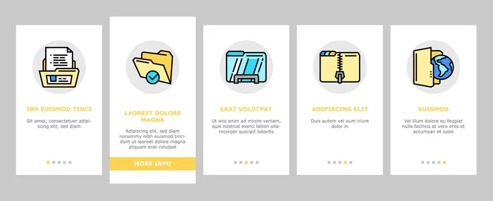Folder paper business file empty onboarding icons set vector イラスト素材