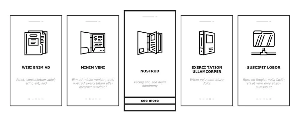 Folder paper business file empty onboarding icons set vector イラスト素材