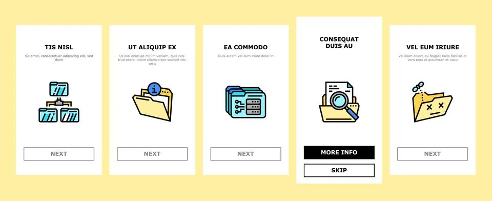 Folder paper business file empty onboarding icons set vector イラスト素材