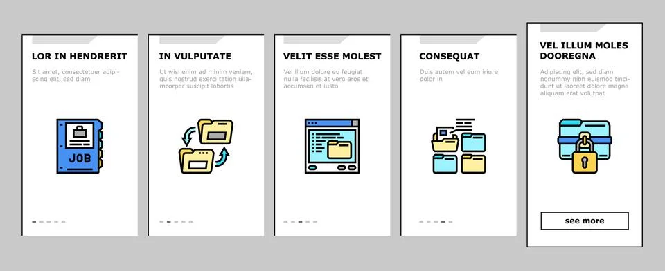 Folder paper business file empty onboarding icons set vector イラスト素材