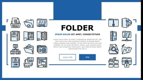 Folder paper business file empty landing header vector イラスト素材
