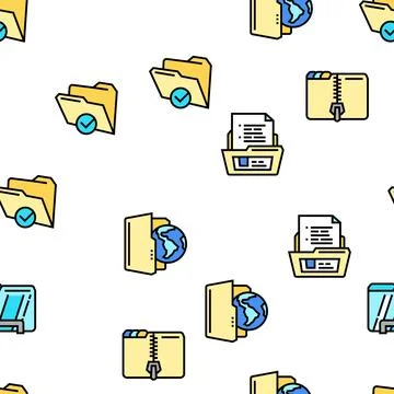 Folder paper business file empty vector seamless pattern イラスト素材