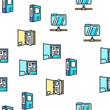 Folder paper business file empty vector seamless pattern イラスト素材