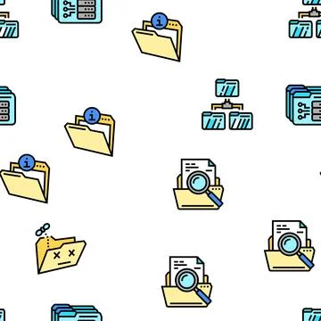 Folder paper business file empty vector seamless pattern Stock Illustration