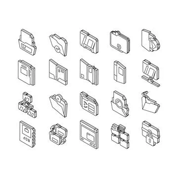 Folder paper business file empty isometric icons set vector イラスト素材