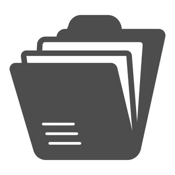 Folder with paper sheets, archival documents solid icon, documents concept Stock Illustration