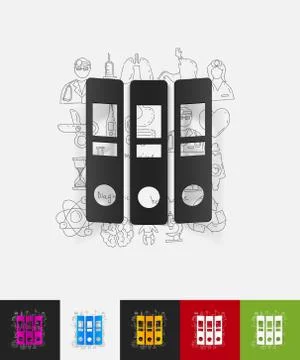 Folder paper sticker with hand drawn elements Stock Illustration