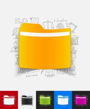 Folder paper sticker with hand drawn elements Stock Illustration