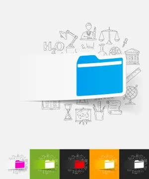 Folder paper sticker with hand drawn elements Stock Illustration
