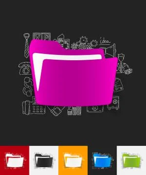 Folder paper sticker with hand drawn elements Stockillustratie