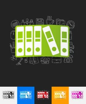 Folder paper sticker with hand drawn elements Stock Illustration