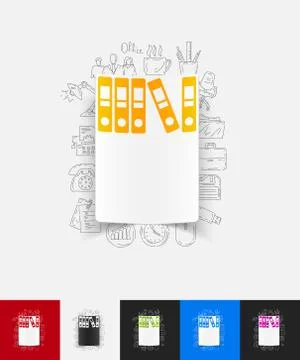 Folder paper sticker with hand drawn elements Stock Illustration
