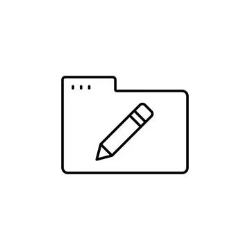 Folder pencil icon. Simple line, outline vector of icons for ui and ux, website Stock Illustration
