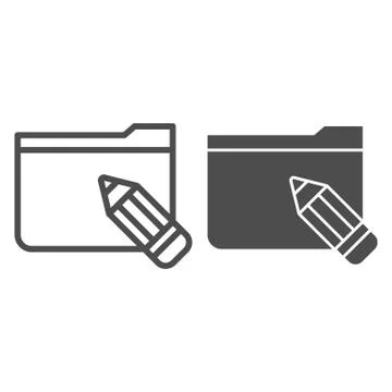 Folder with pencil line and glyph icon. Folder with sketches vector illustration Stock Illustration