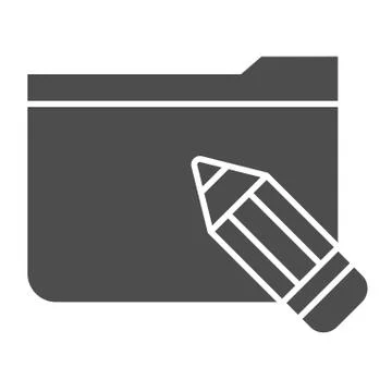Folder with pencil solid icon. Folder with sketches vector illustration isolated Stock Illustration