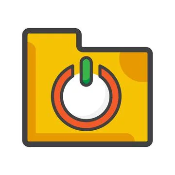 Folder with power icon. folder illustration.  Stock Illustration