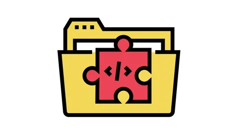 Folder with program code files color icon animation Stock Footage 163786067
